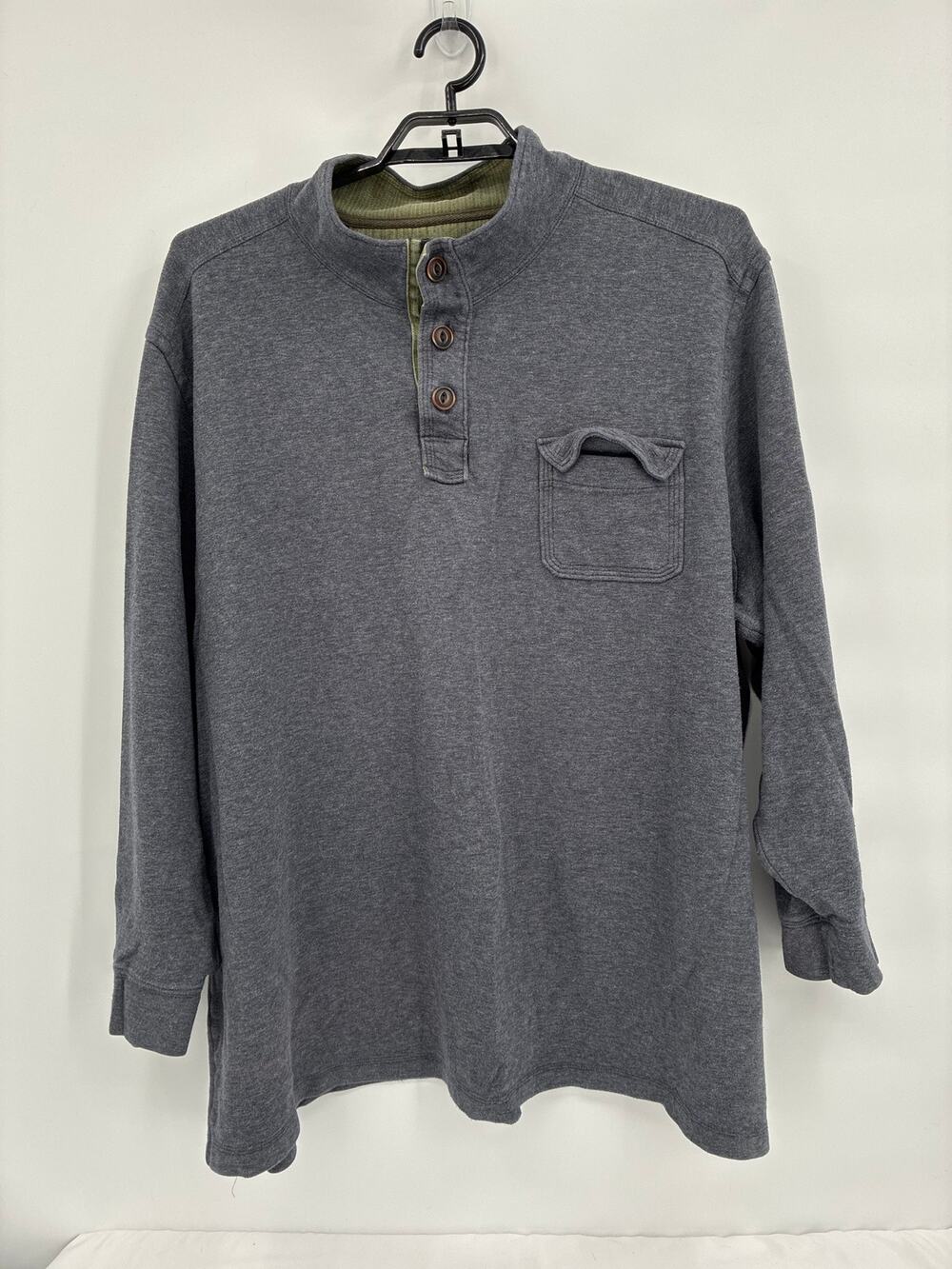 Oak Hill Gray 3 Button Shirt Collar Long Sleeve Shirt Men's 5XLT